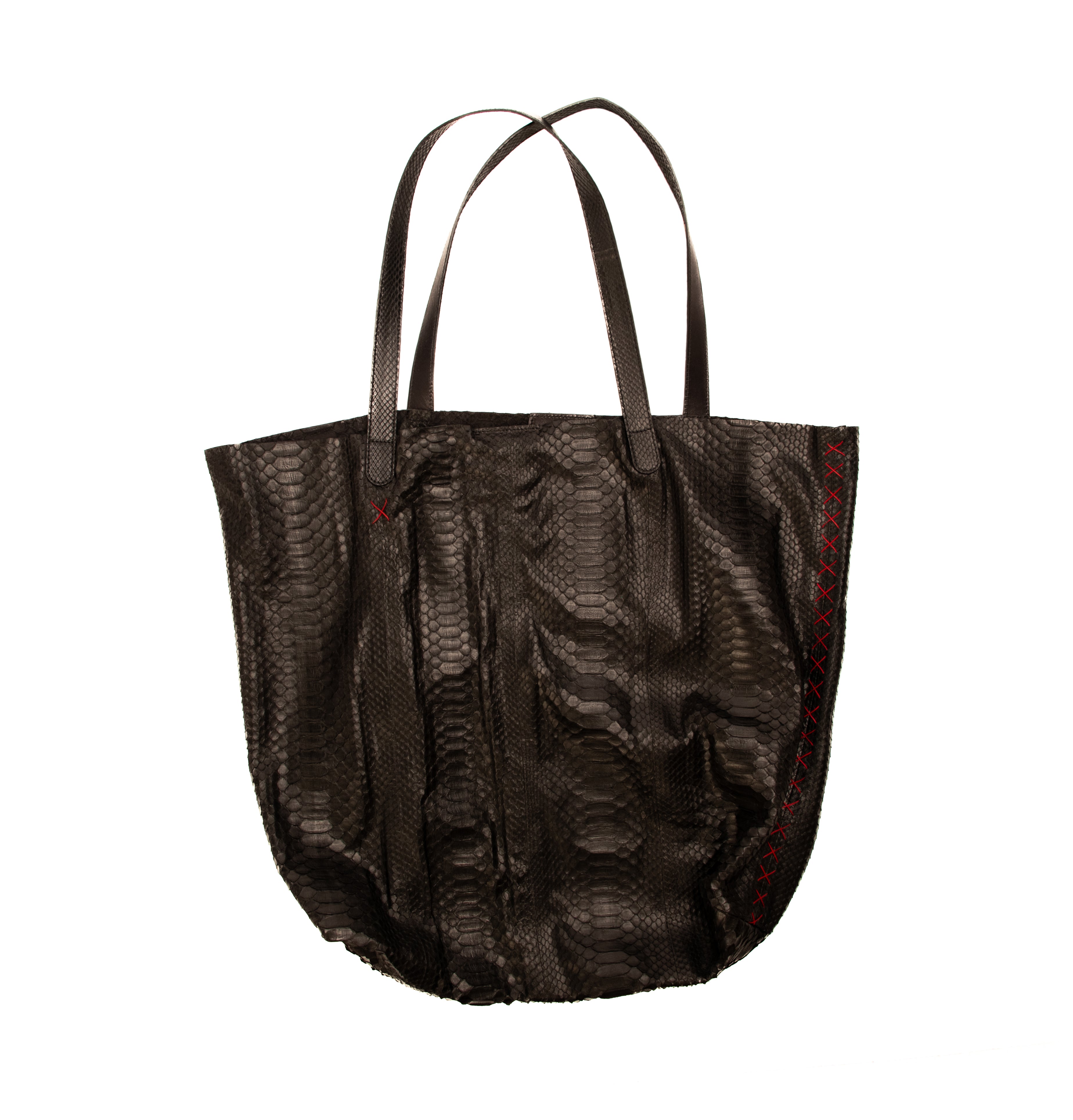 Violet x Grace Exclusive Black Python Leather Travel Bag at Violet