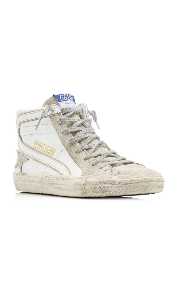 Slide Leather & Suede High Top Sneaker